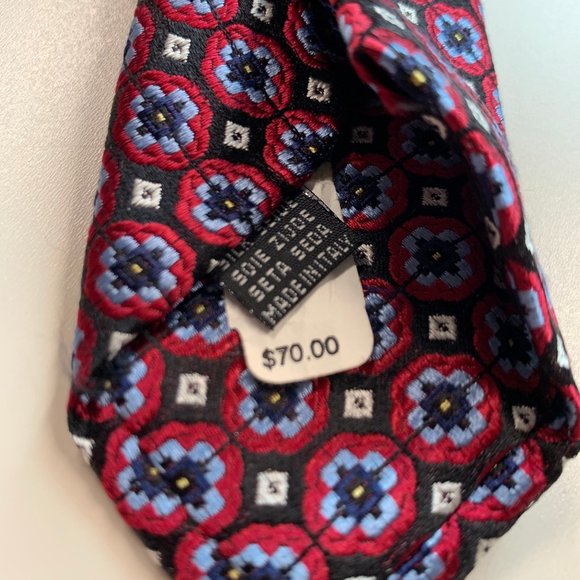 La Vita Di Moda  Silk Red and Blue Mens Tie - Picture 3 of 7